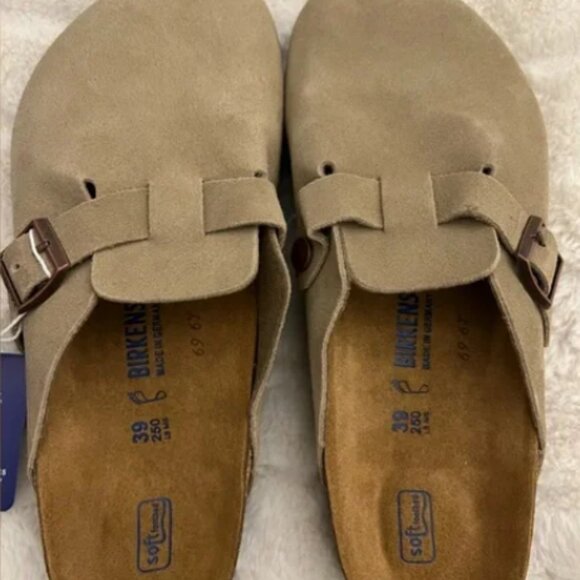 New Birkenstock Boston Taupe suede clog sandal - Picture 6 of 8